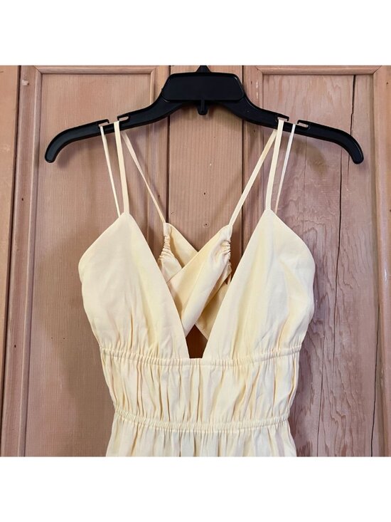 Zara Womens Sunny Flowy Spaghetti Strap Maxi Dress Size Medium Yellow SP NWT - Picture 6 of 12